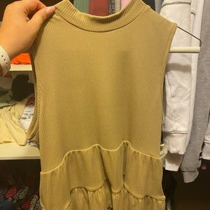tan ruffle top